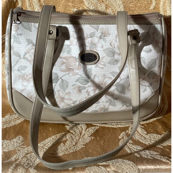 Vintage 80s Floral Purse 1980s Sasson Cottagecore Retro Flower Pleather Handbag - Picture 1 of 6